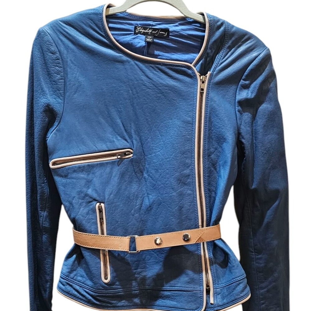 Blue Jacket with Tan Accents
